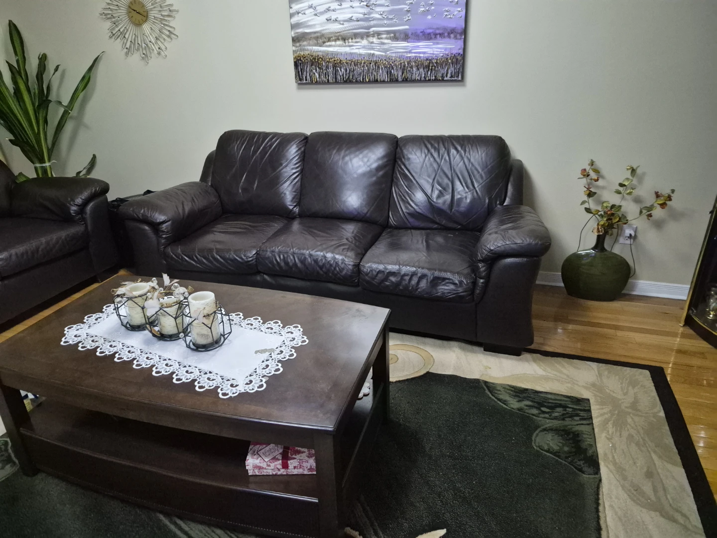 Dark Brown Leather Sofa - photo 4