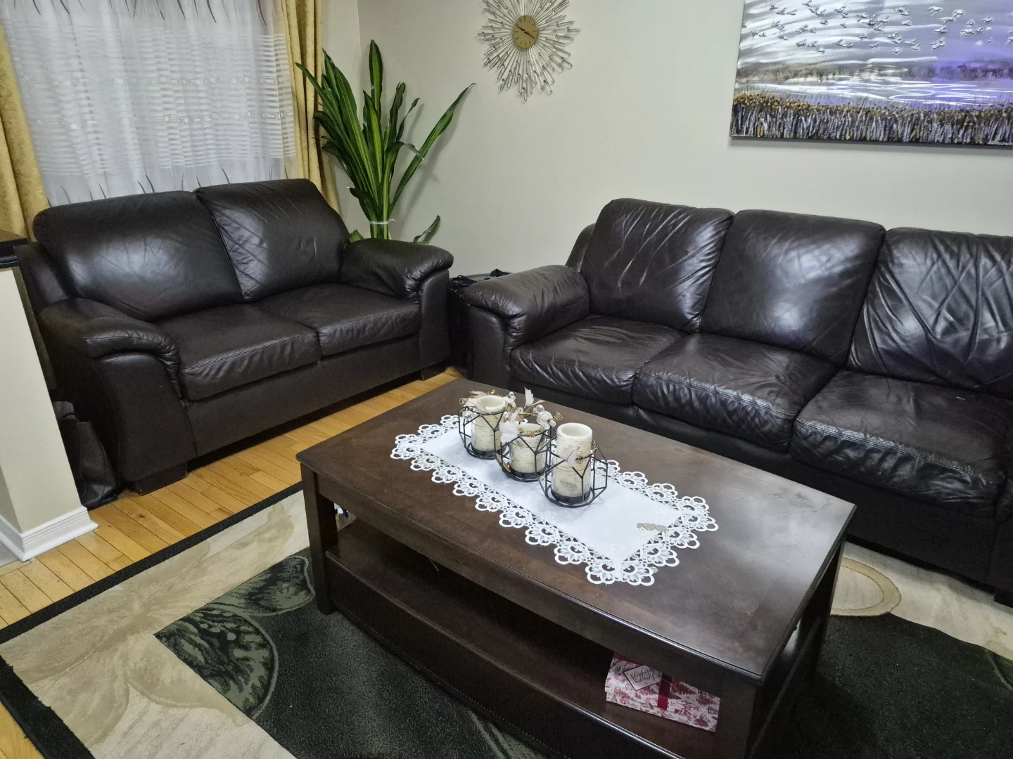 Dark Brown Leather Sofa - photo 5