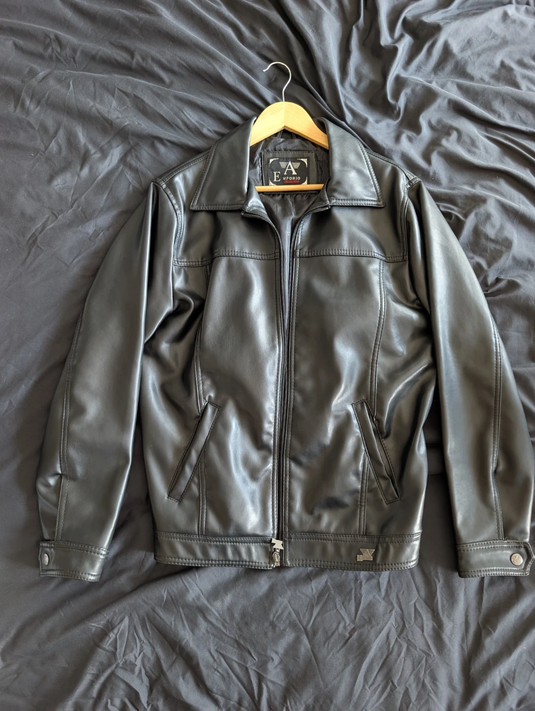 Emporio Collezione (Armani) Black Leather Zipper Jacket