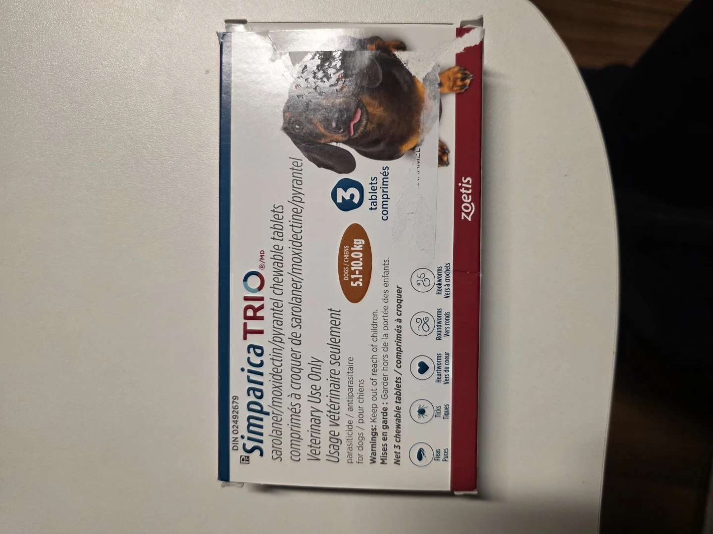Simparica TRIO Dog Chewable Tablets for 5.1-10.0 kg Dogs