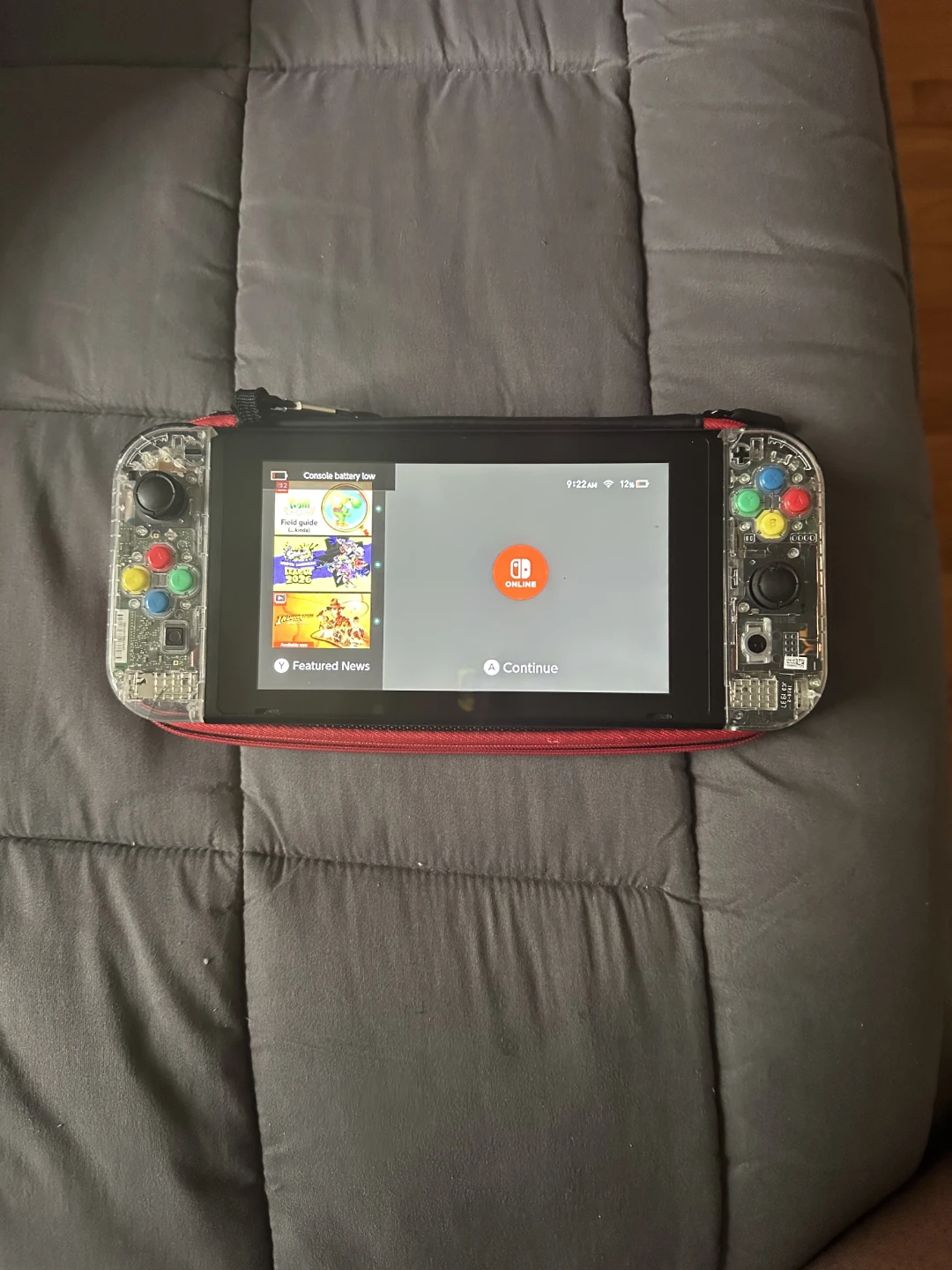 Nintendo Switch Console with Clear Joy-Cons and Red Case - photo 4