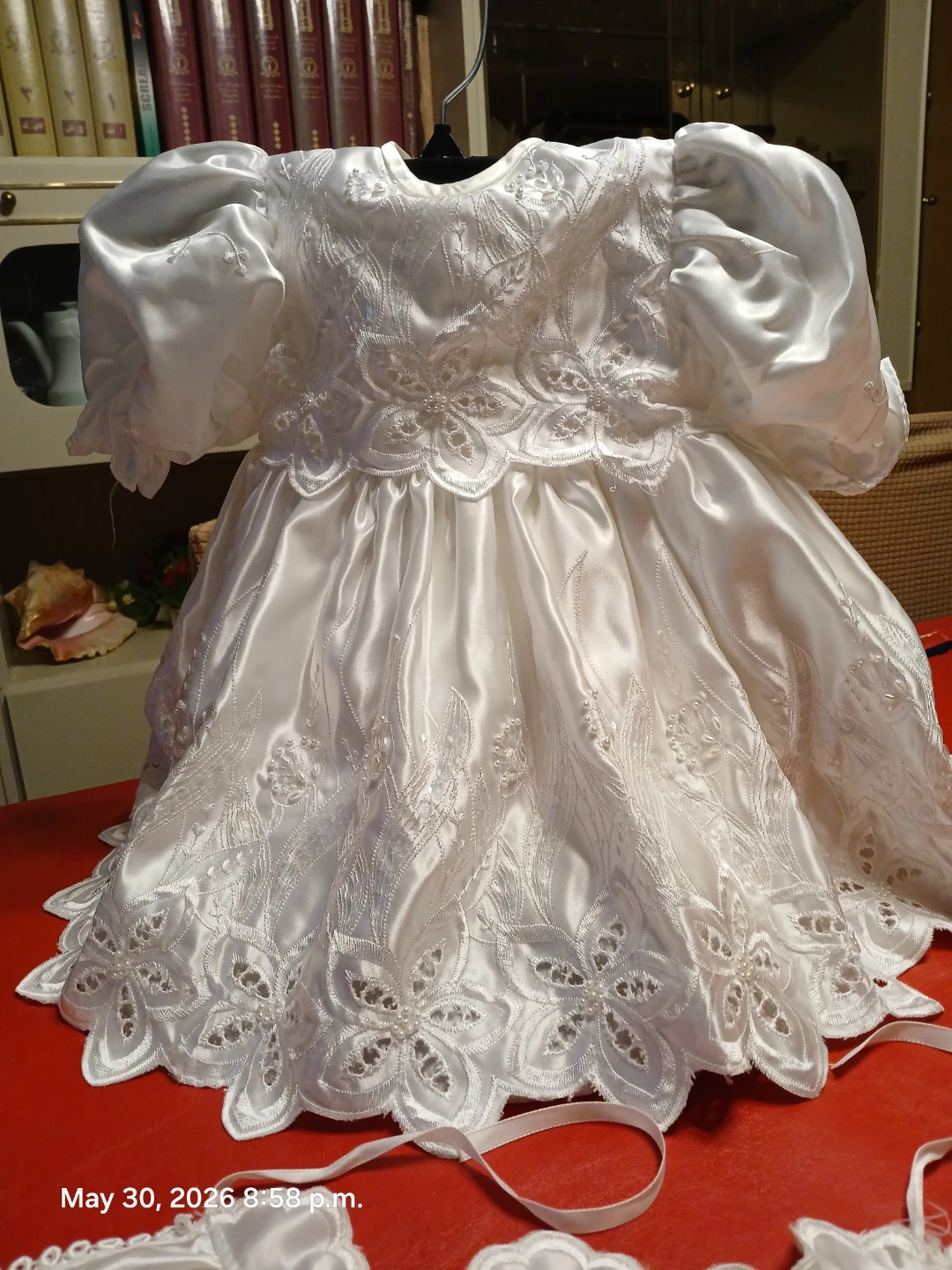 New-Luxury Satin beaded pearl Baptism Christining dress gown - photo 3