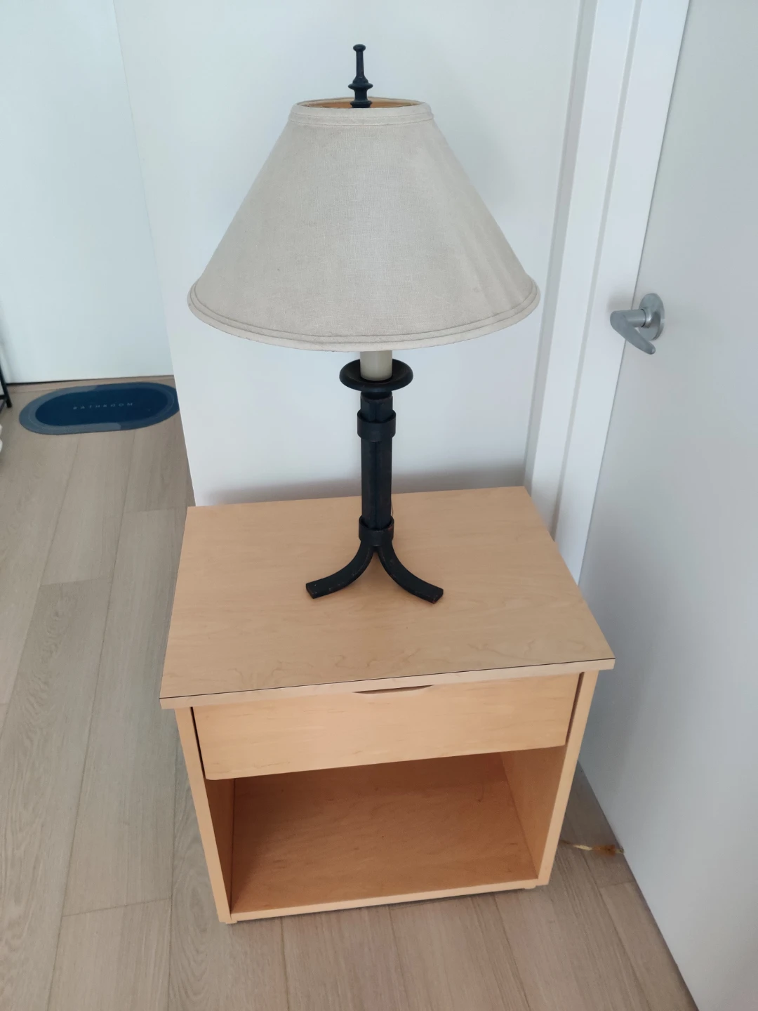 Maple Bedside Table + Iron Lamp - photo 2