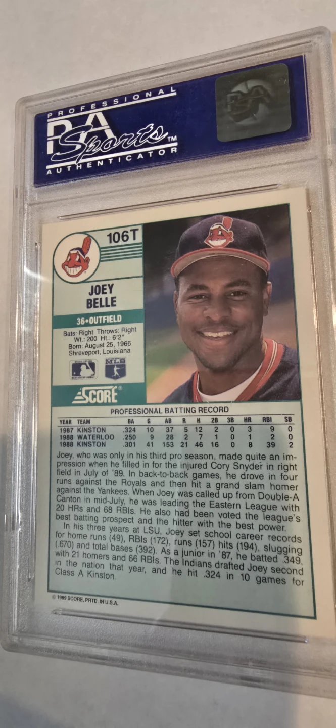 1989 Score Traded Joey Belle Baseball Card #106T - photo 3