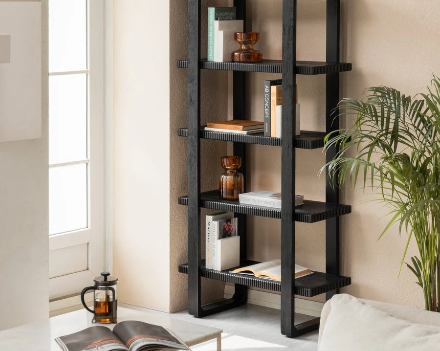 Black 4-Shelf Bookshelf