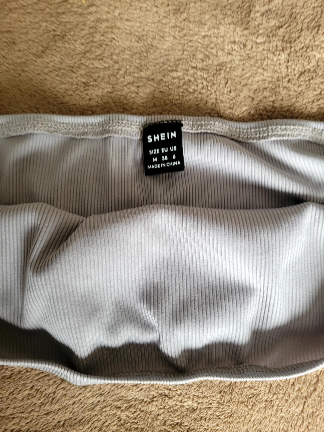 SHEIN Grey Ribbed Strapless Tube Top - Size Medium🌱 - photo 2