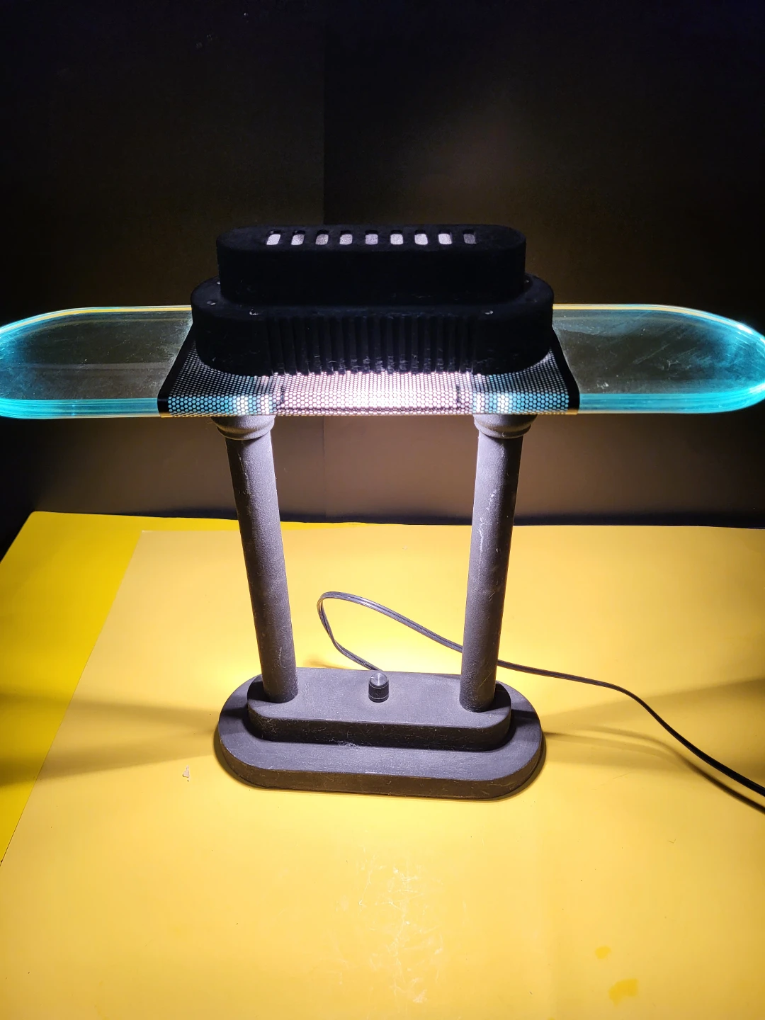 Black metal and glass desk lamp