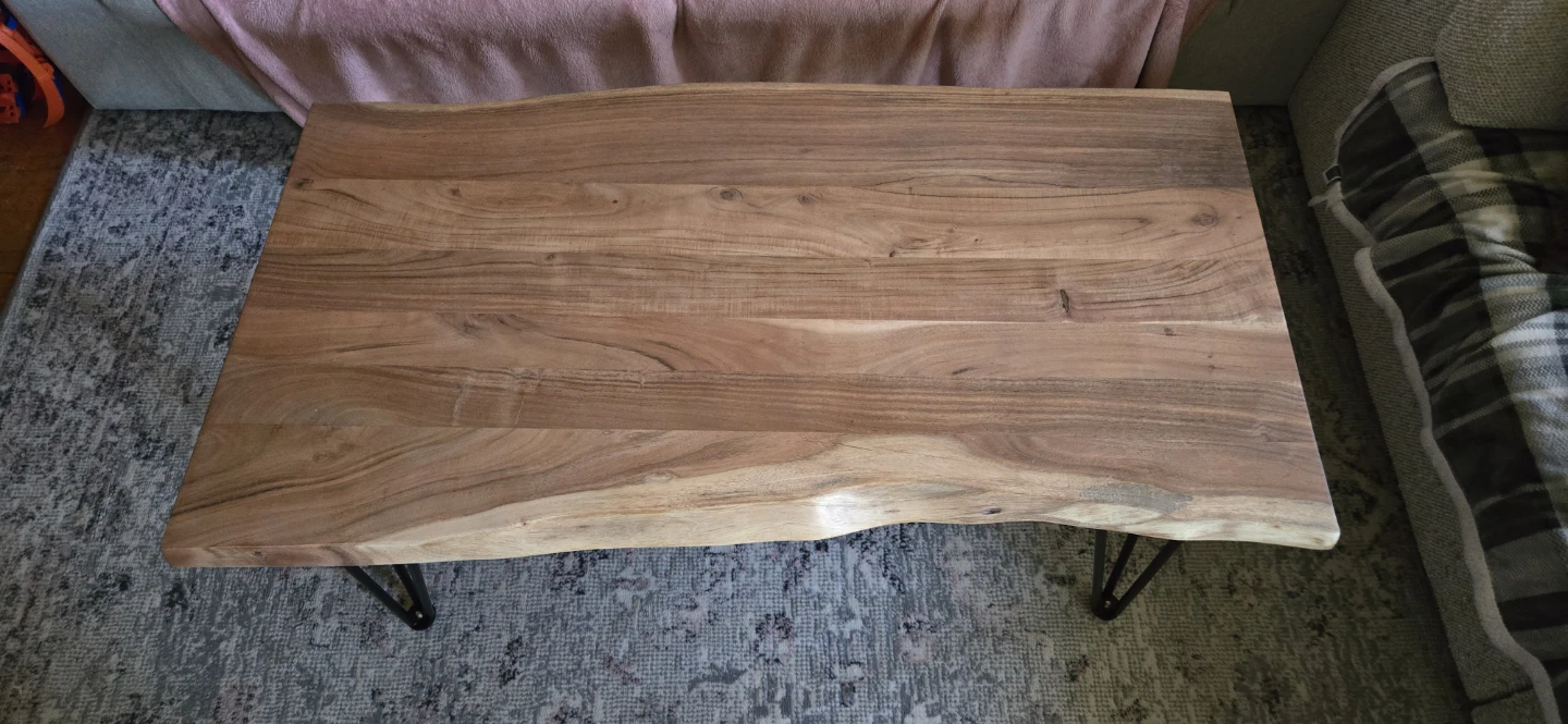 Acacia Live Edge Wood Coffee Table with Black Hairpin Legs