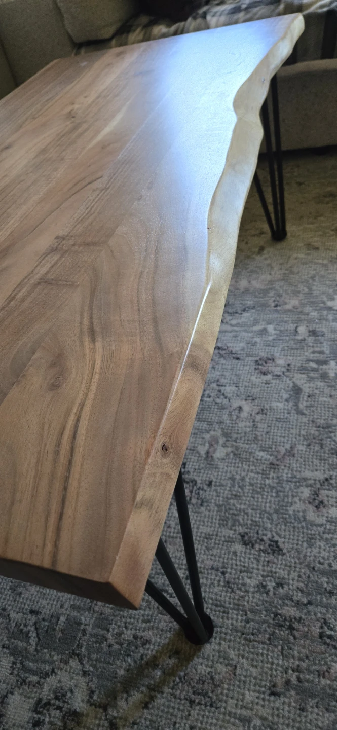 Acacia Live Edge Wood Coffee Table with Black Hairpin Legs - photo 2