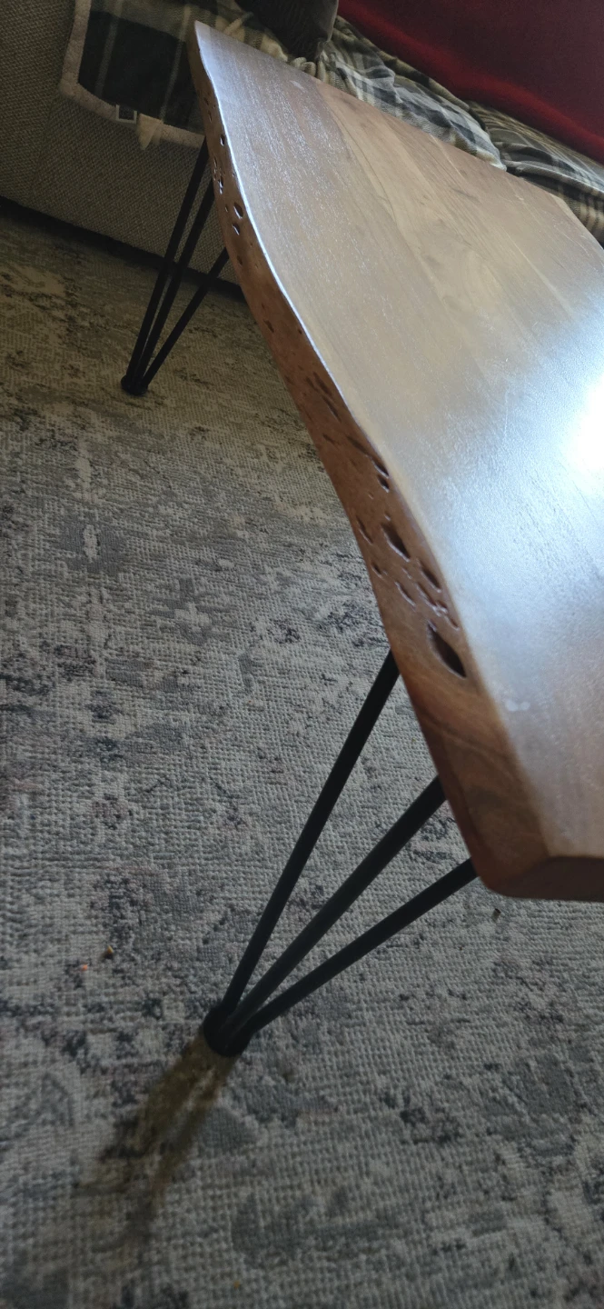 Acacia Live Edge Wood Coffee Table with Black Hairpin Legs - photo 3