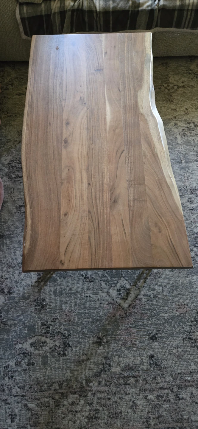 Acacia Live Edge Wood Coffee Table with Black Hairpin Legs - photo 5
