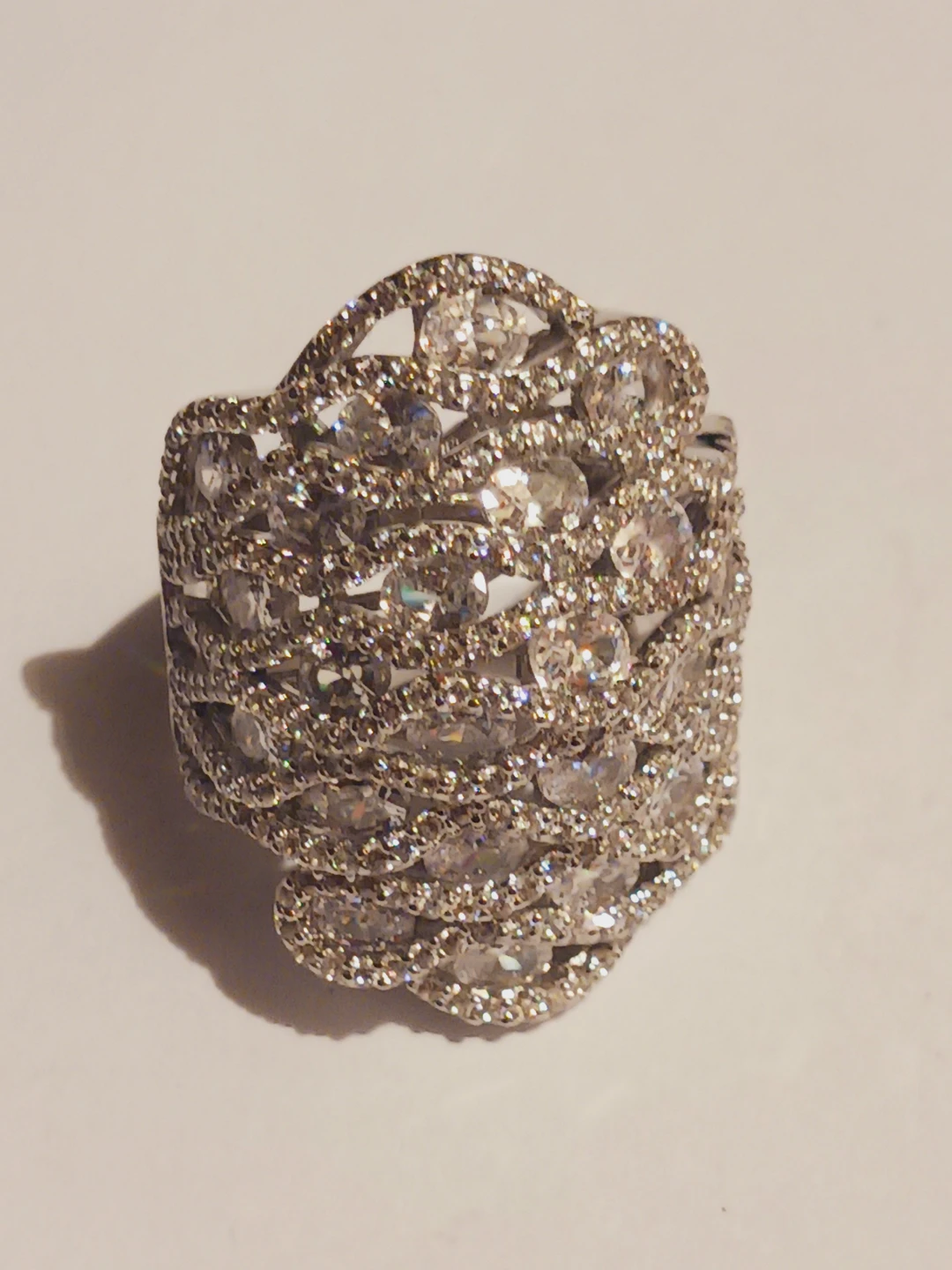 New !! Sterling Silver 925 Rhinestone Statement Ring.8.