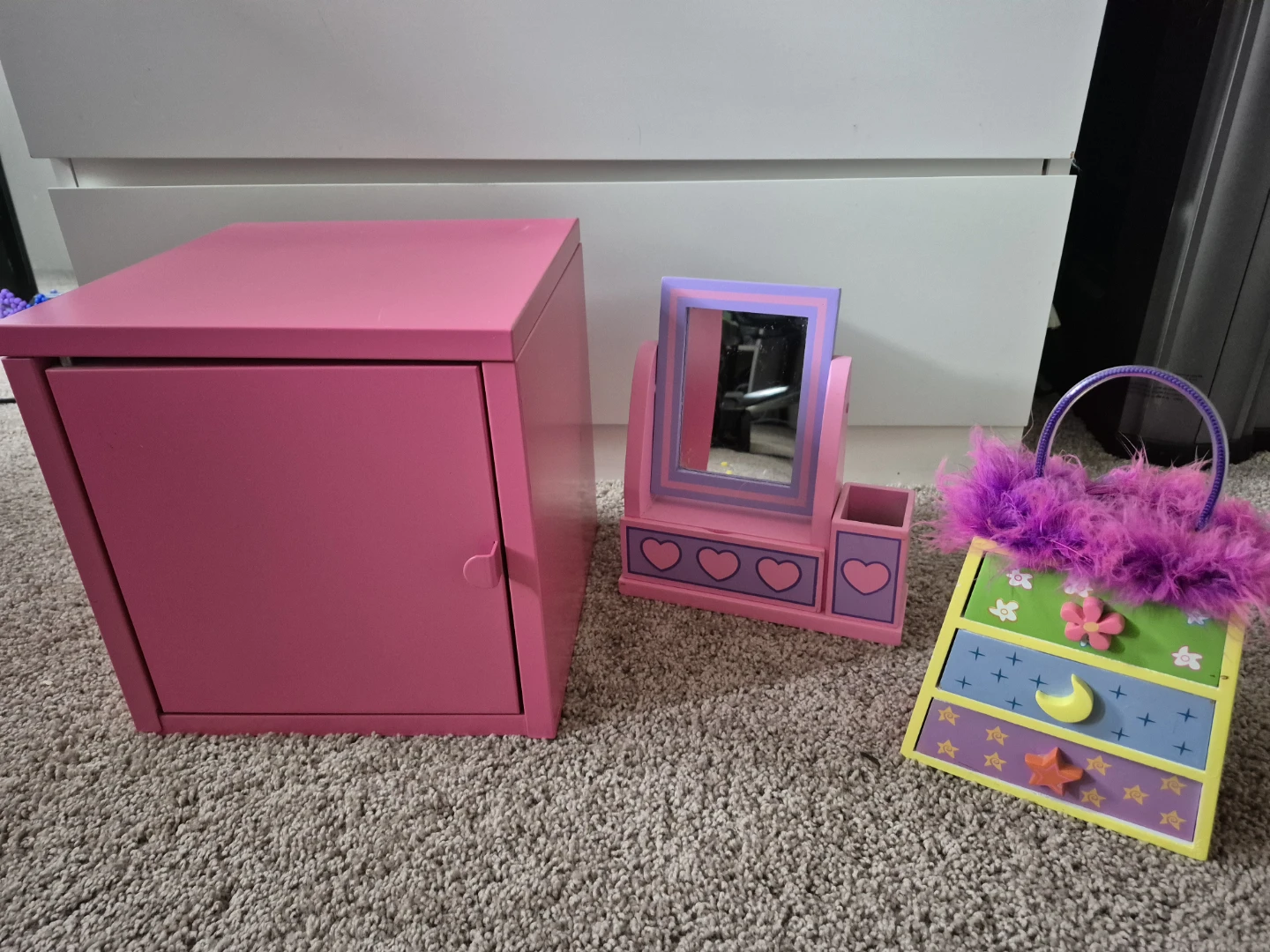 IKEA LIXHULT Metal Pink Storage Cabinet and  2 storage