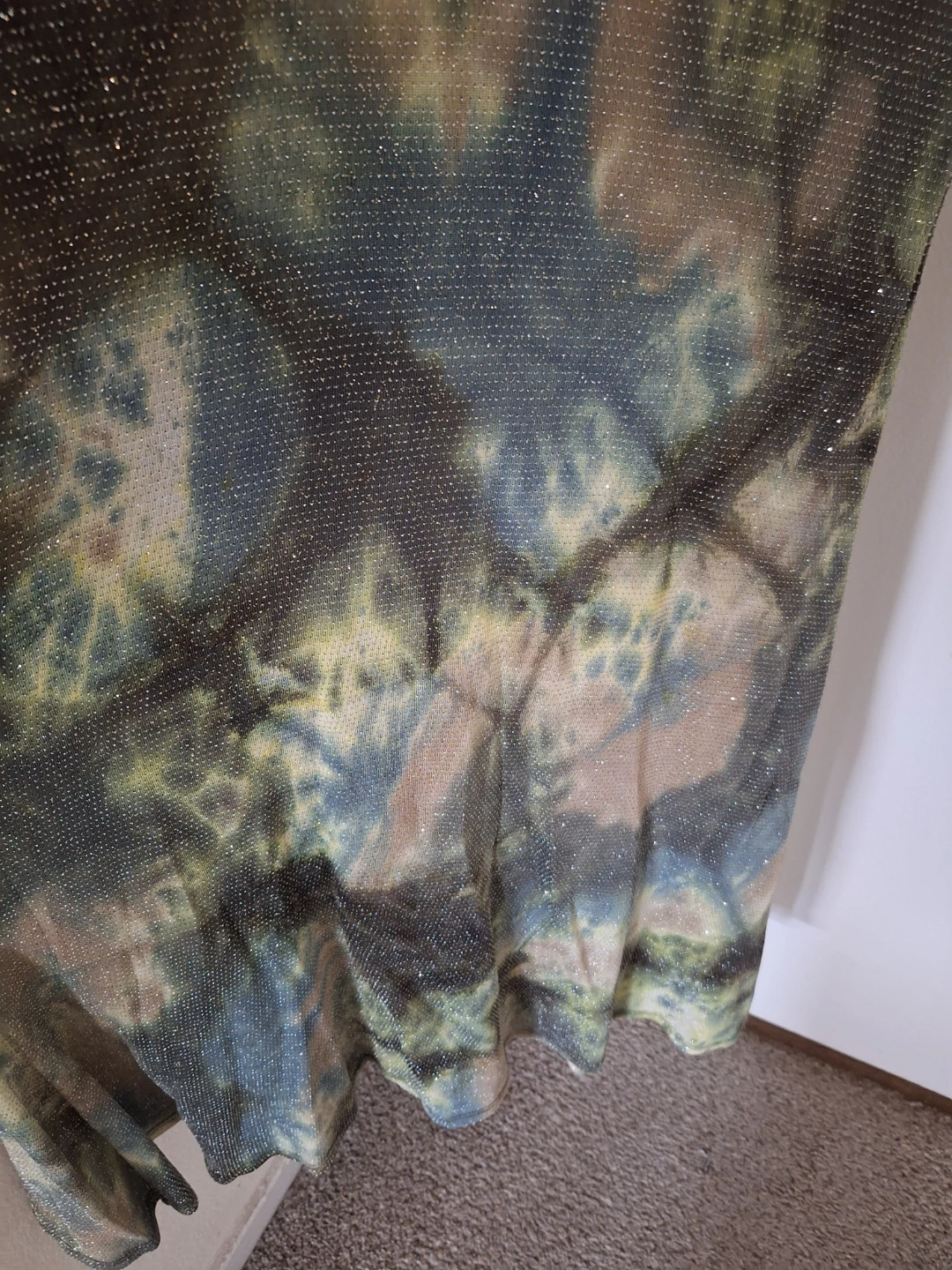 Women's Green & Brown Tie-Dye Sparkle Maxi Dress - photo 3