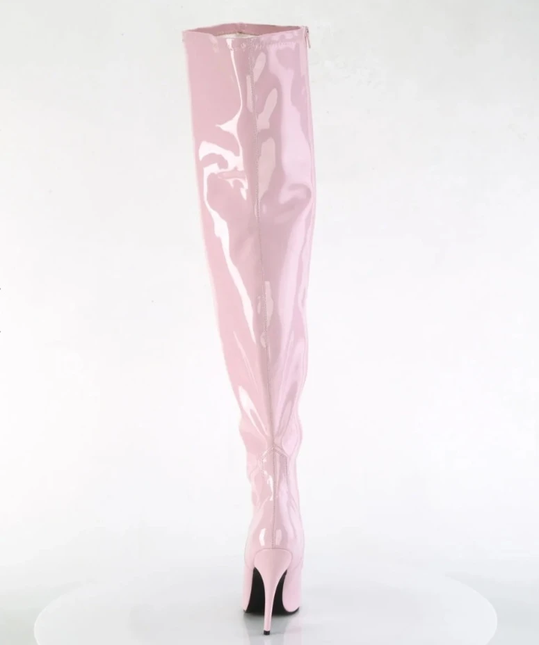 Pleaser Pink Patent Thigh High Boots Size 10W - photo 2