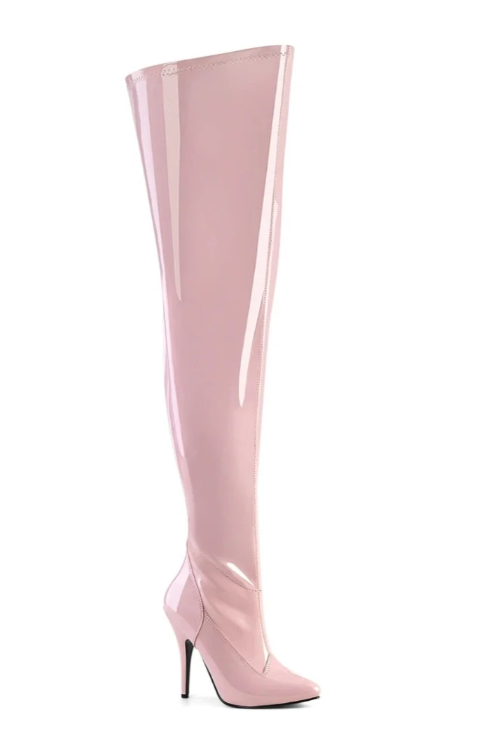 Pleaser Pink Patent Thigh High Boots Size 10W - photo 4
