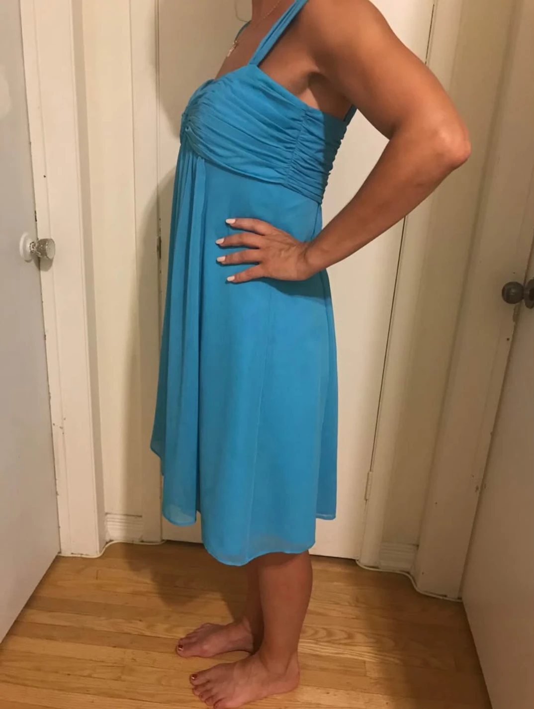 Blue Chiffon Knee-Length Dress - photo 2