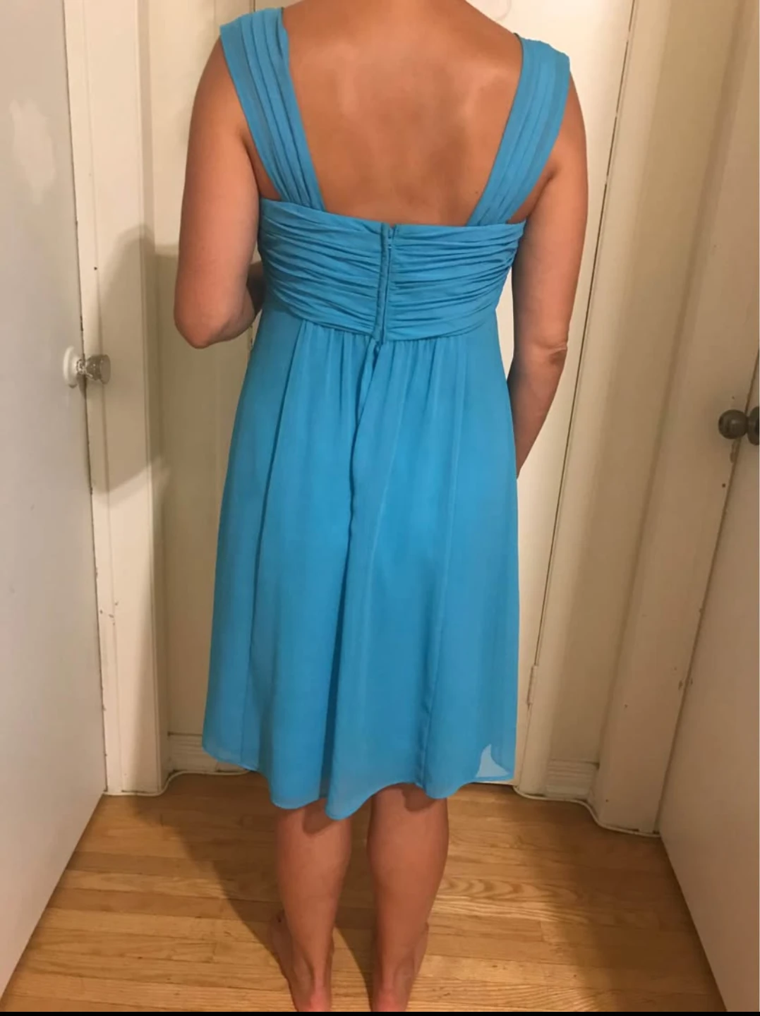 Blue Chiffon Knee-Length Dress - photo 3