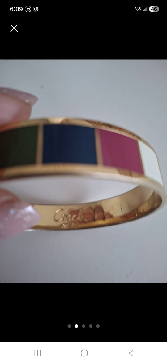 Coach Colour Block Bangle Bracelet Gold Tone