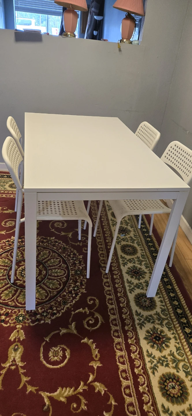 IKEA White Dining Table with 4 Chairs