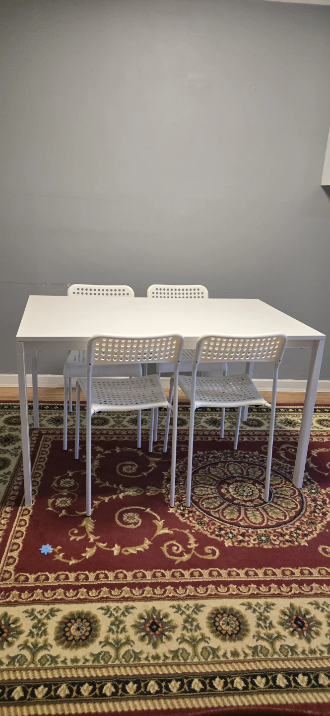IKEA White Dining Table with 4 Chairs - photo 2
