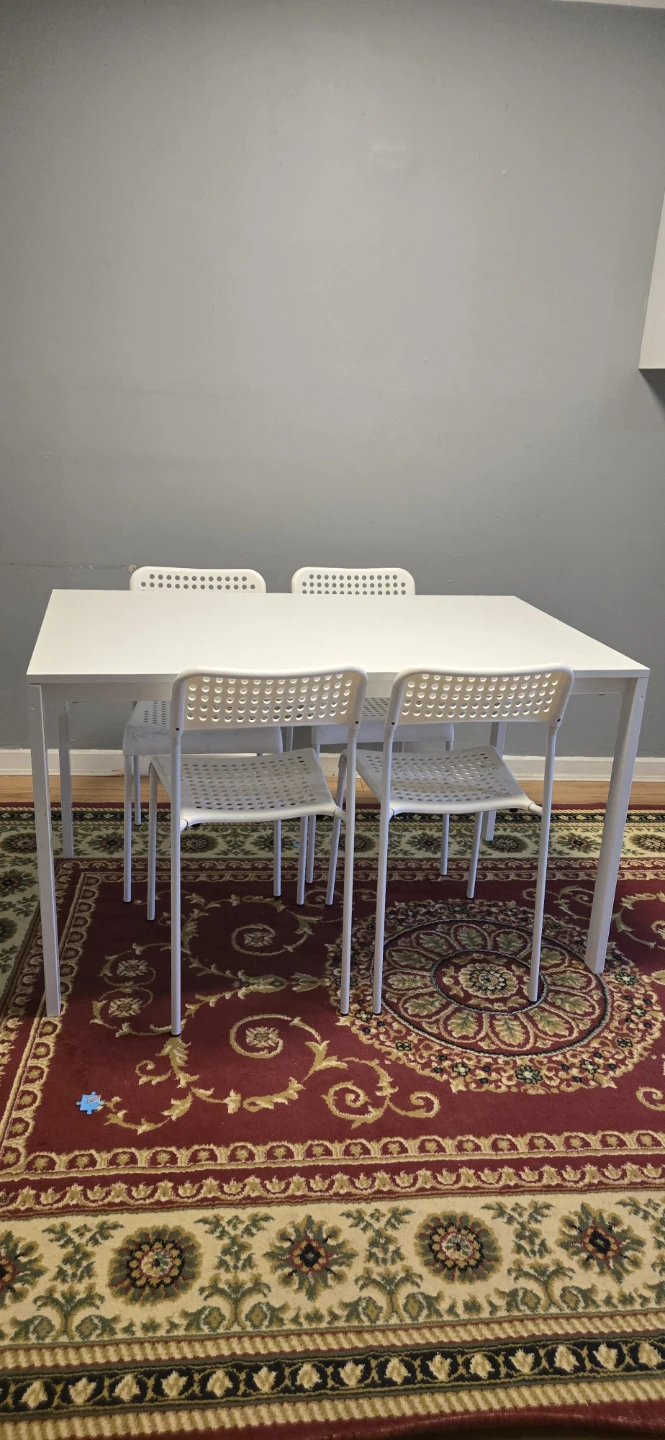 IKEA White Dining Table with 4 Chairs - photo 3