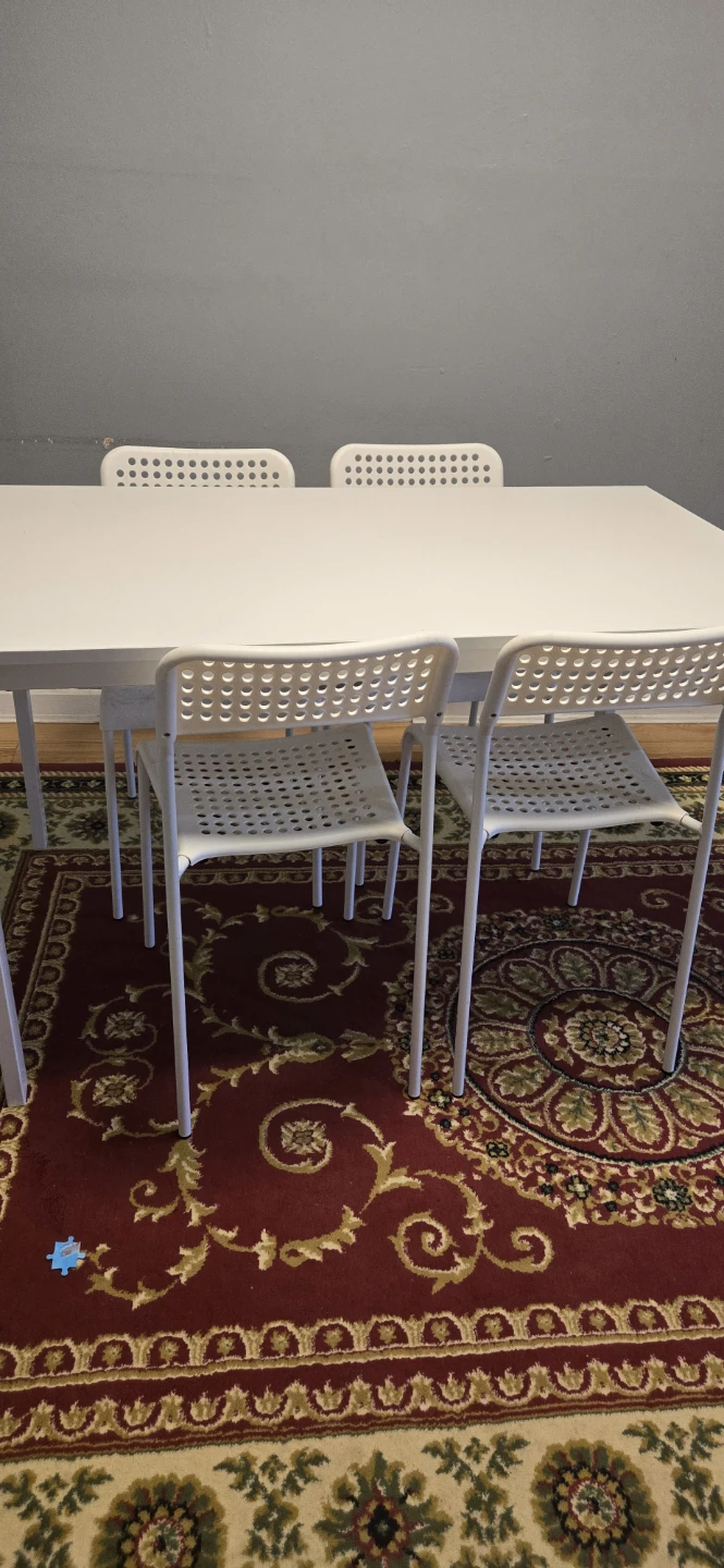 IKEA White Dining Table with 4 Chairs - photo 4