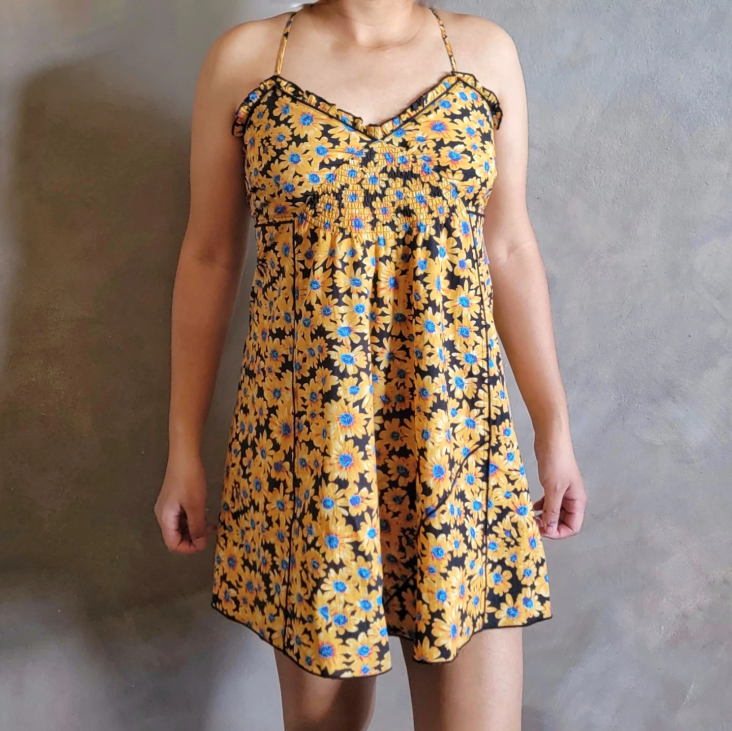Women's Yellow Floral Print Mini Dress NWT - photo 2