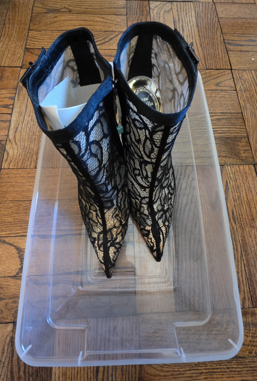 Rene Caovilla Black Lace High Heel Ankle Boots - Size 38.5 - photo 2