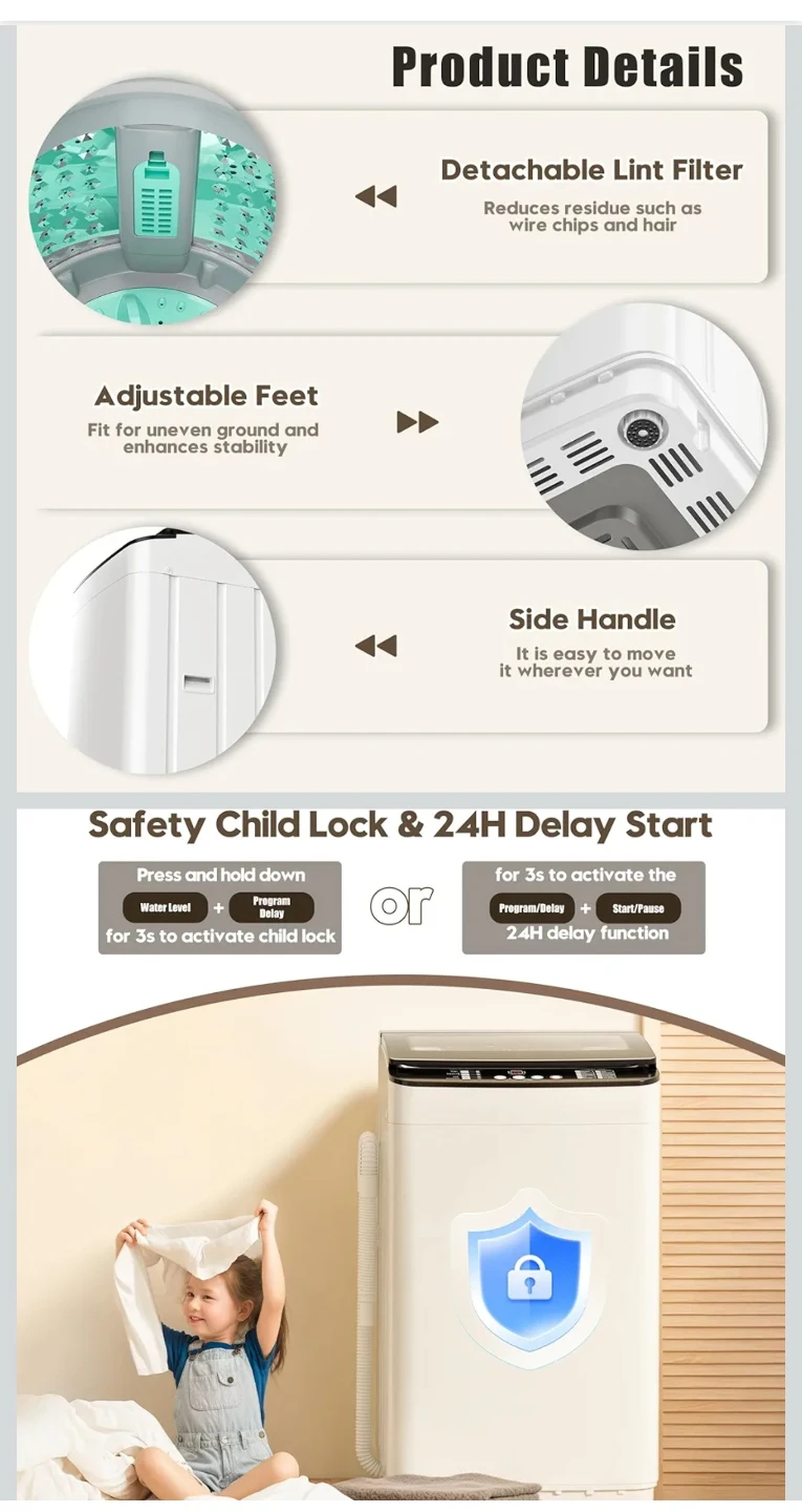 Auretech 28lbs fully automatic washing machine - photo 3