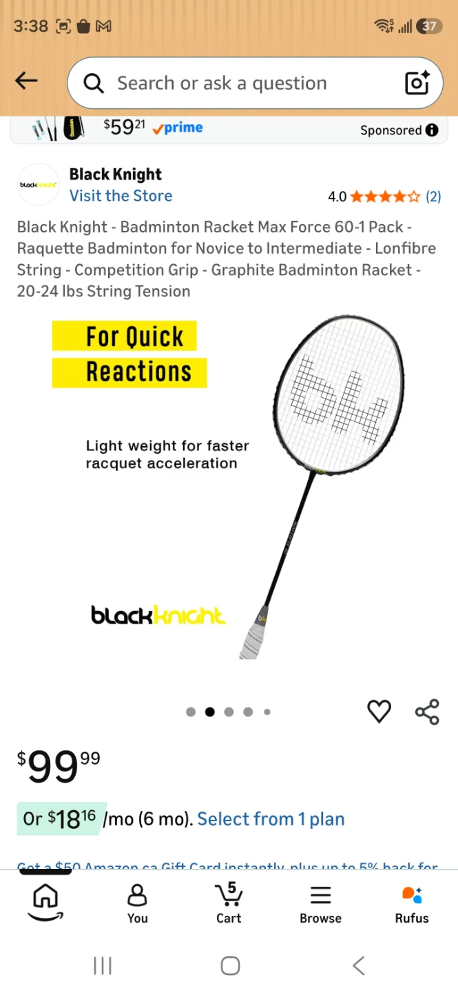Black Knight Badminton Racket with Accessories - photo 2