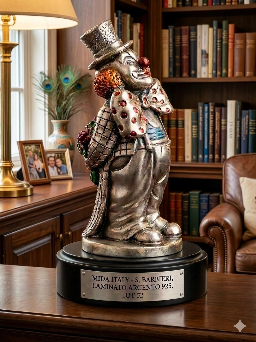 Mida Italy Laminated Sterling Silver Clown by S. Barbieri