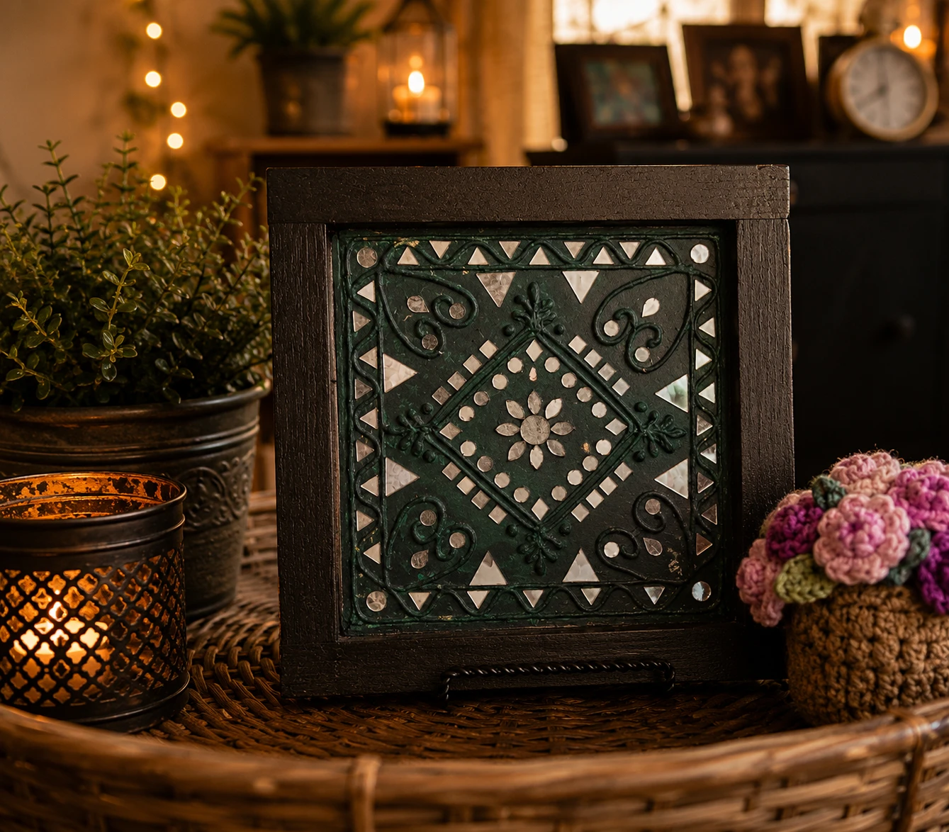 Decorative Framed Mirror Art