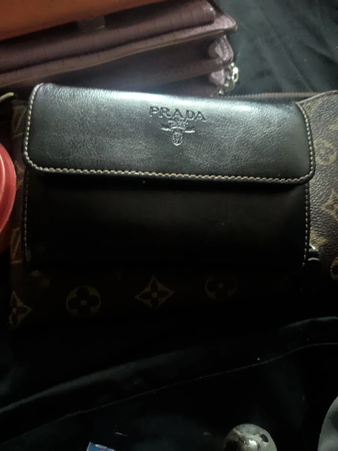 Prada Black Leather Tri-Fold Wallet