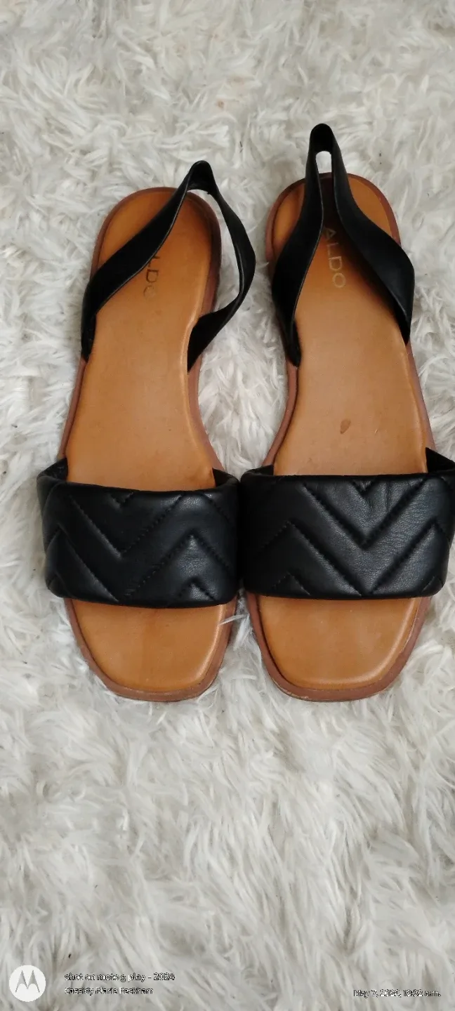ALDO Black Quilted Strap Flat Sandals
