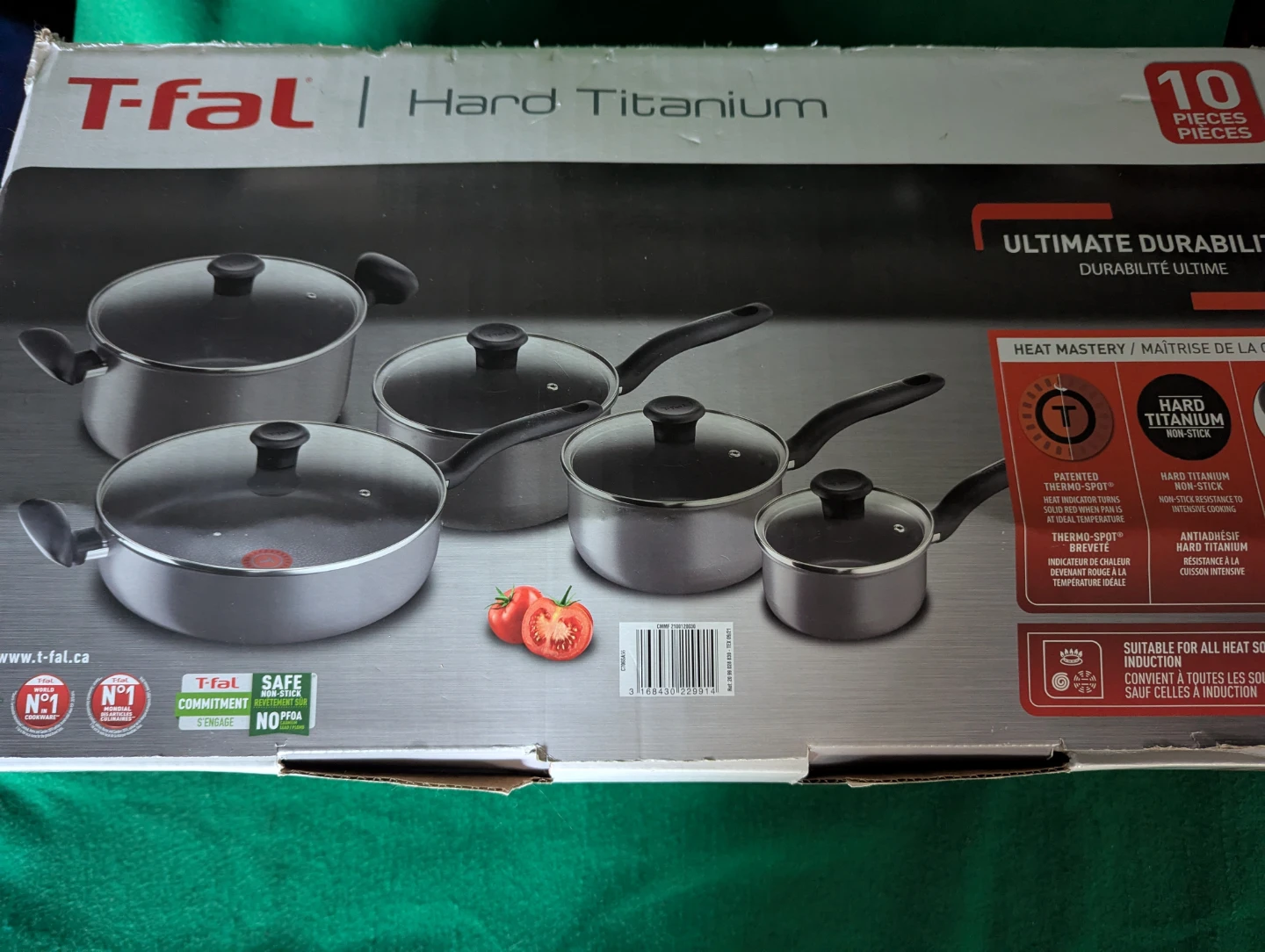 T-fal Hard Titanium 10 Piece Cookware Set