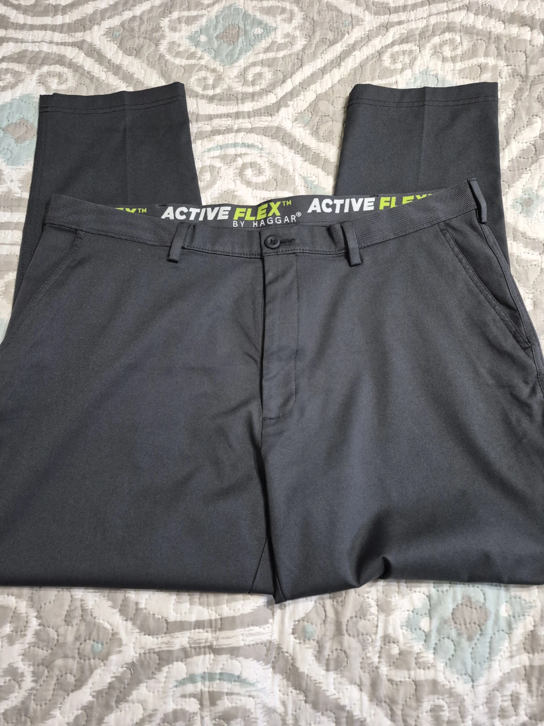Men's Size XL Active Flex Haggar Charcol Grey Pant
