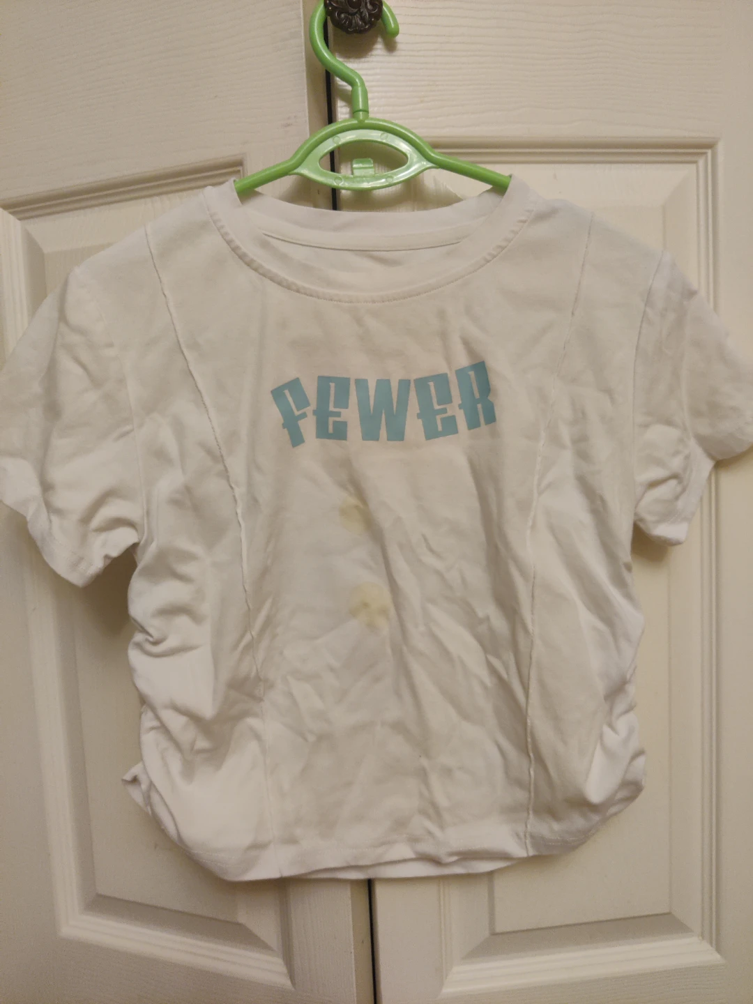 White T-Shirt with "FEWER" Graphic (no3)