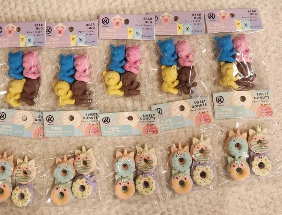 10 packs of U Brands Pencil Topper erasers (4 Count Packs)