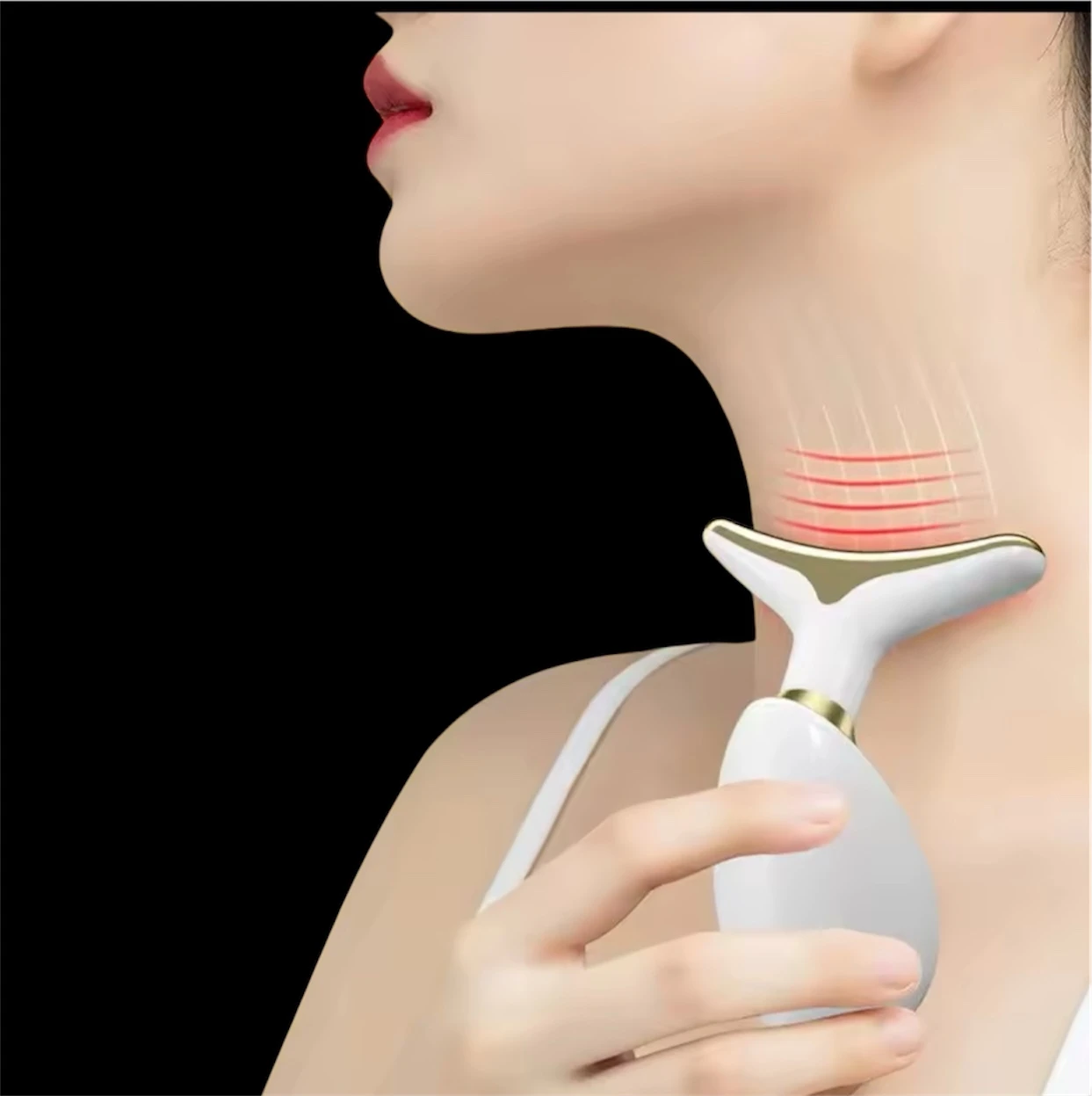White and Gold Neck & Face Massager