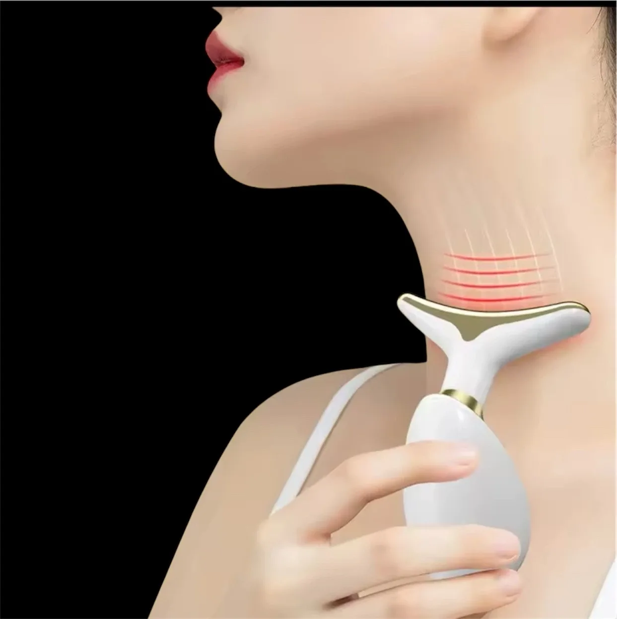 White and Gold Neck & Face Massager