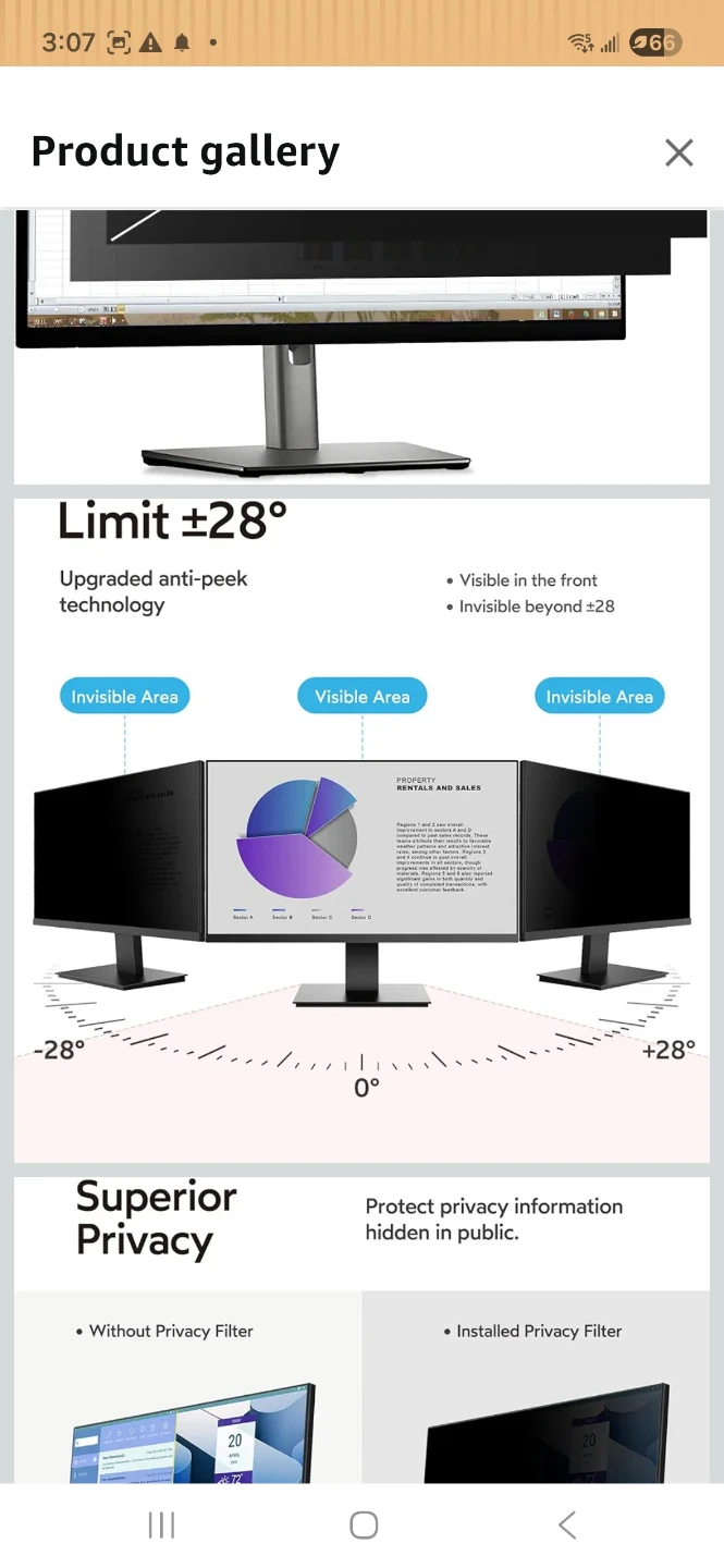 23.8" 16:9 Privacy Screen Protector for monitor (2 Pack) - photo 2