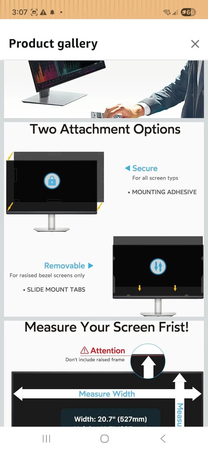 23.8" 16:9 Privacy Screen Protector for monitor (2 Pack) - photo 5