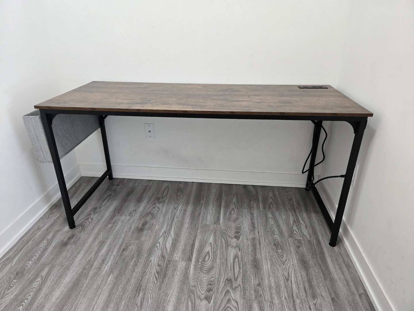 5ft Wood and Metal Office Desk with Built-in Power