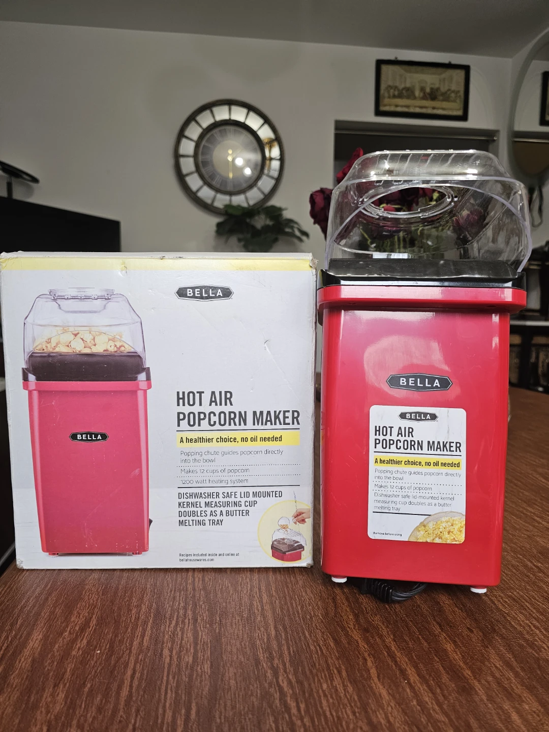 BELLA Hot Air Popcorn Maker - Red