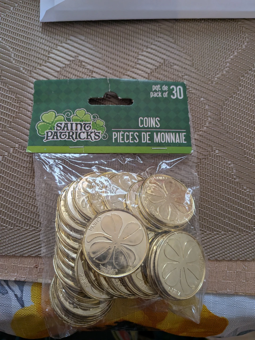 Saint Patrick's Gold Clover Coins - Pack of 30