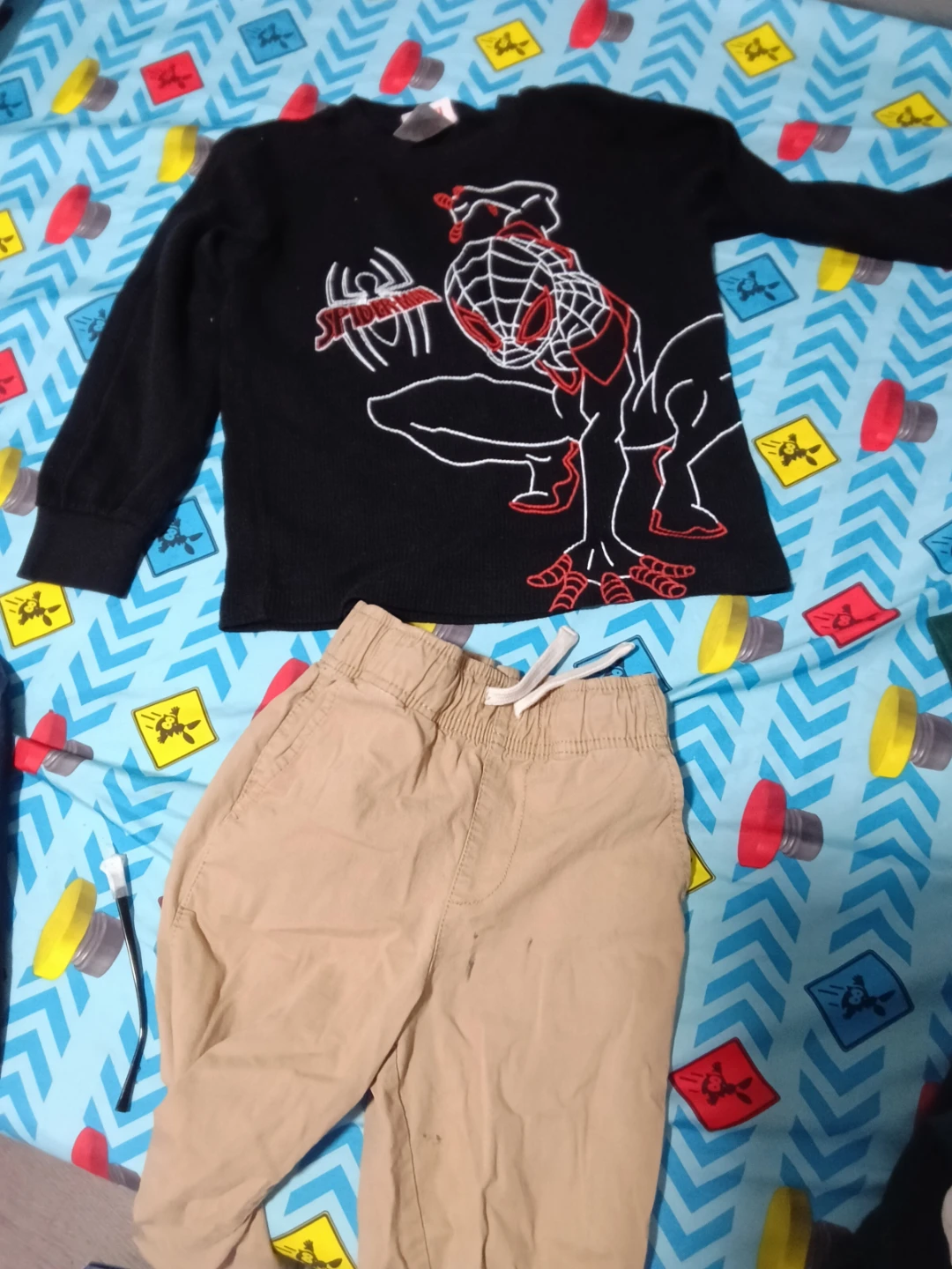 Spider-Man Long Sleeve Shirt and Khaki Pants Set