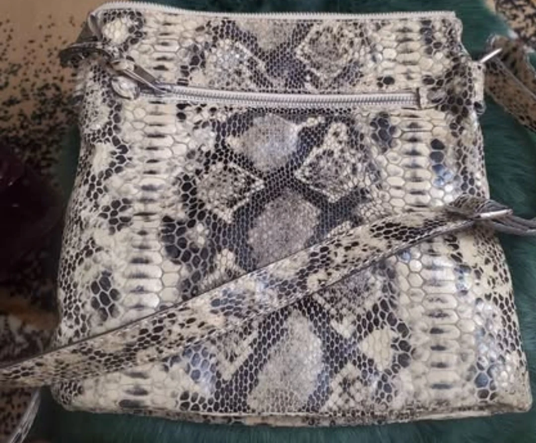 Python Snake Skin Embossed Shoulder Bag - photo 4