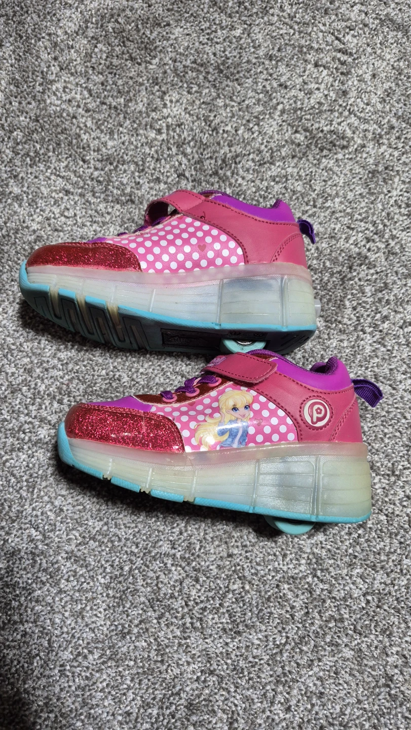 Polly Pocket Pink White Dot Roller Shoes Size Toddler 11 - photo 4