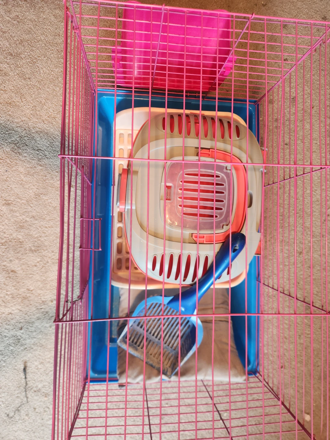 Pink Pet Cage with Accessories